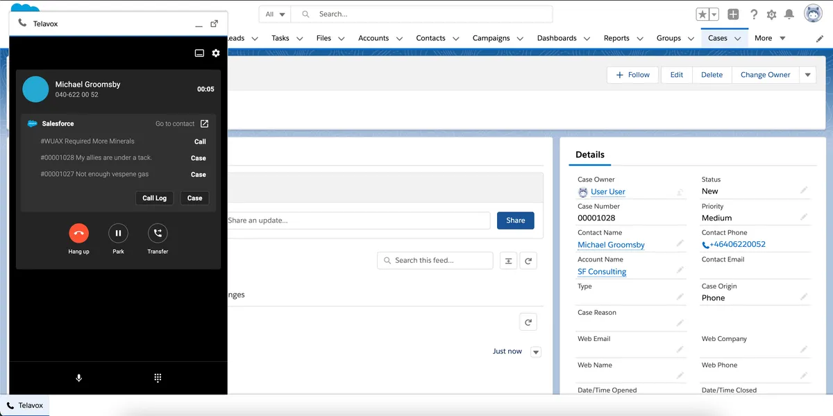 Telavox | Flow — screenshot from the Salesforce AppExchange listing