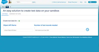 Test Data Creator for Salesforce — screenshot