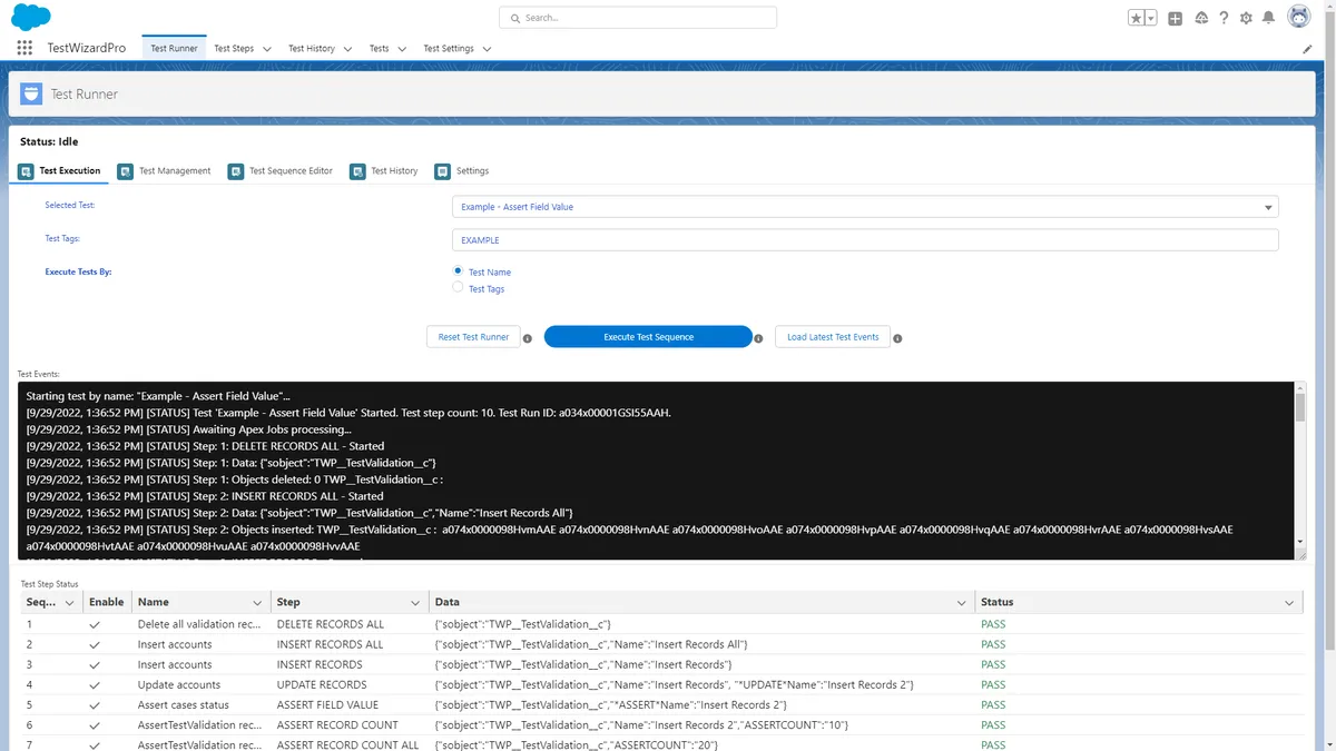 TestWizardPro — screenshot from the Salesforce AppExchange listing
