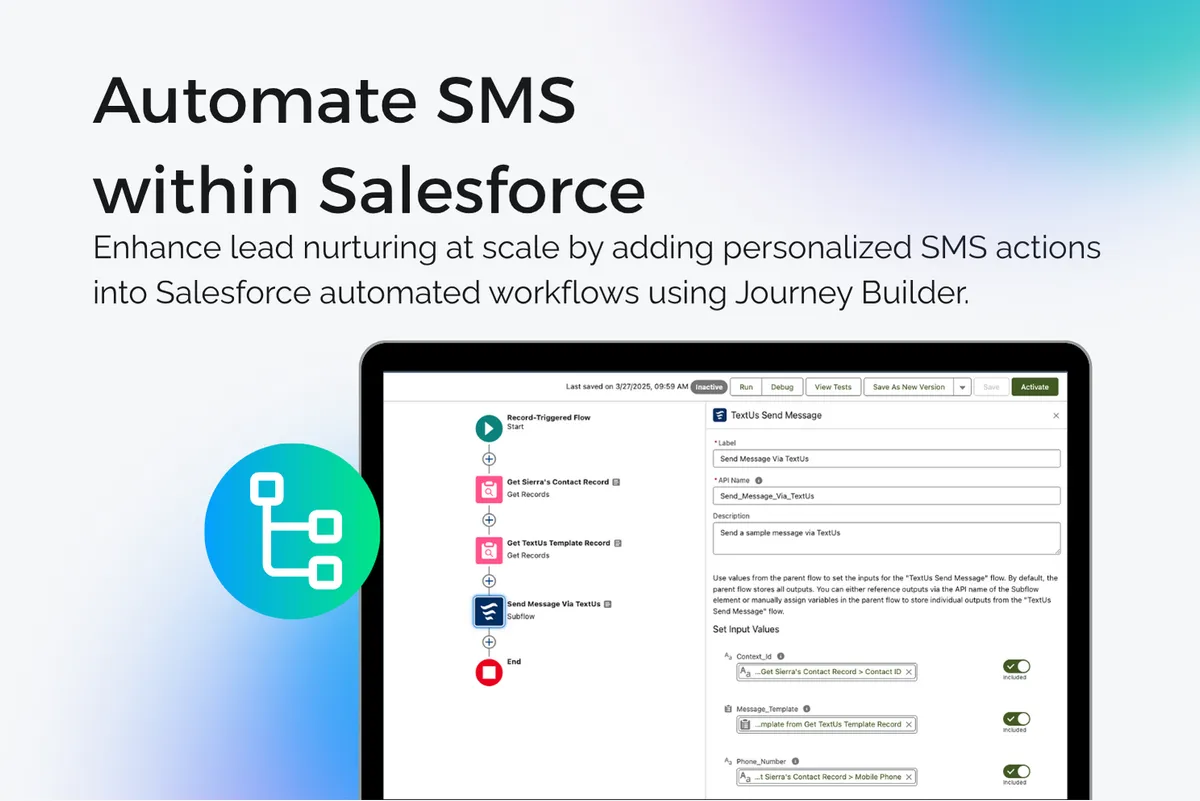 TextUs™ for Salesforce — screenshot from the Salesforce AppExchange listing