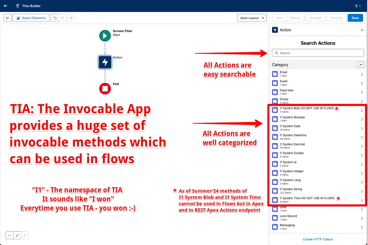TIA: The Invocable App — screenshot from the Salesforce AppExchange listing