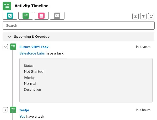 Timeline — screenshot from the Salesforce AppExchange listing