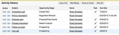 Track Opportunity Stage on Activities for Salesforce — screenshot