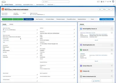 Vehicle Finance from iVendi for Salesforce — screenshot