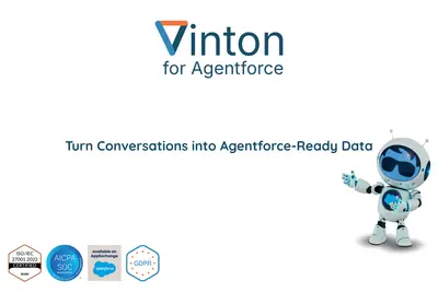 Vinton for Agentforce. AI Agent that turns Conversations into Intelligence. for Salesforce — screenshot