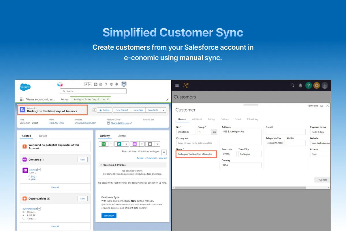 Visma e-conomic Integration — screenshot from the Salesforce AppExchange listing