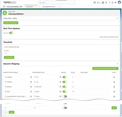 VolunteerMatters Salesforce Connector for Salesforce — screenshot
