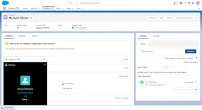 Voxivo CTI Integration for Salesforce® for Salesforce — screenshot