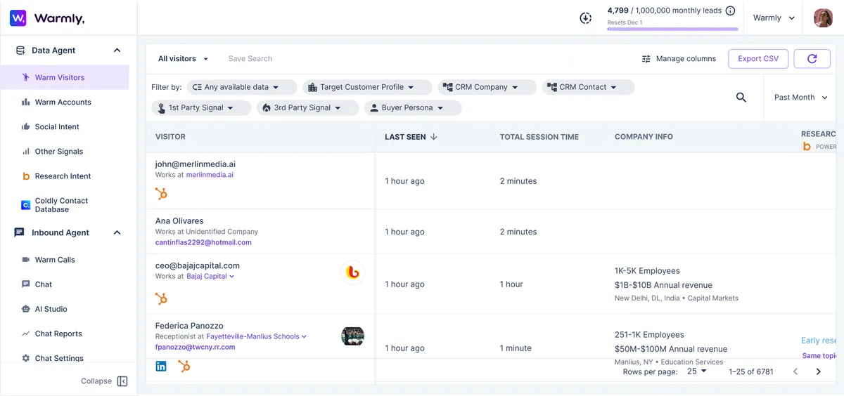 Warmly — screenshot from the Salesforce AppExchange listing