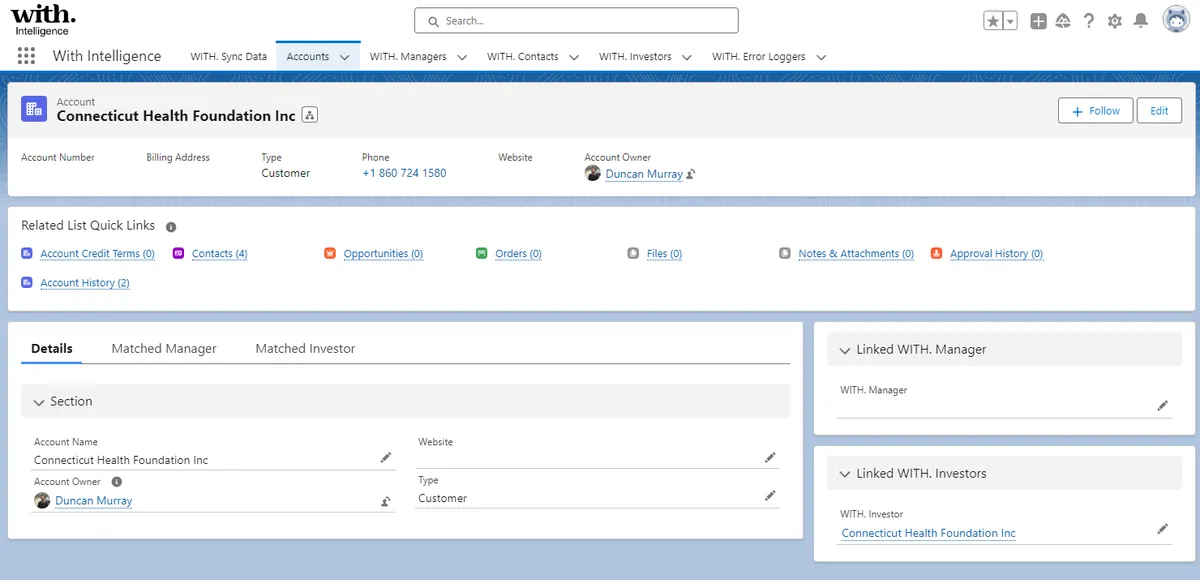 With Intelligence for Salesforce — screenshot from the Salesforce AppExchange listing