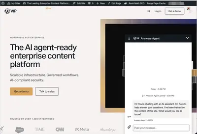 WordPress VIP Answers Agent — Data 360 for Salesforce — screenshot
