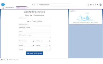 Work Order Generator for Salesforce — screenshot