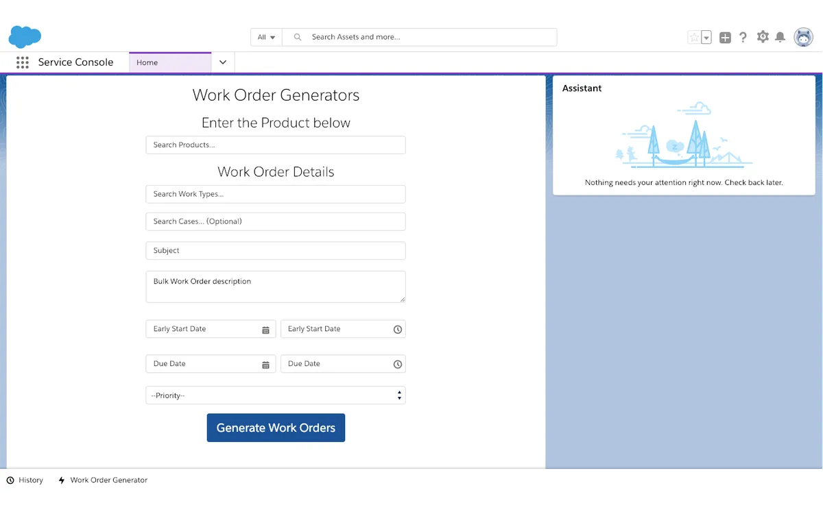 Work Order Generator — screenshot from the Salesforce AppExchange listing