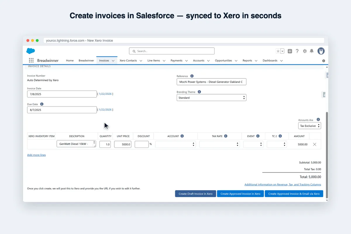 Xero Integration — screenshot from the Salesforce AppExchange listing
