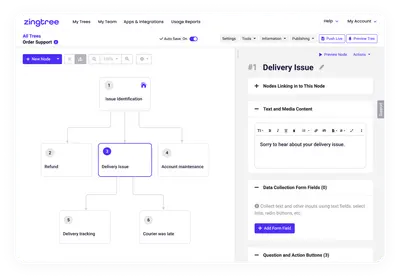Zingtree: Dynamic Workflows, Integrations & Automation for Customer Support for Salesforce — screenshot