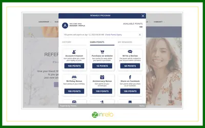 Zinrelo Holistic Rewards & Loyalty Platform Cartridge for B2C Commerce for Salesforce — screenshot