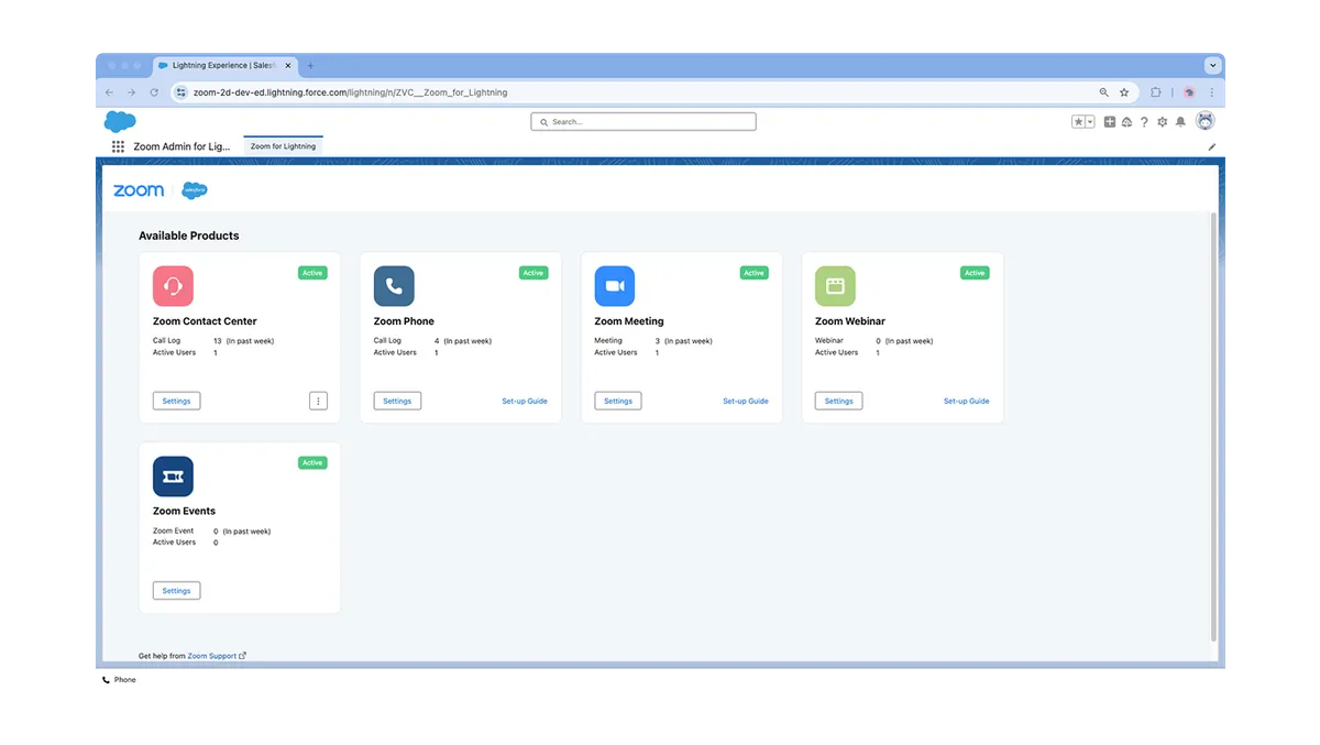 Zoom for Lightning — screenshot from the Salesforce AppExchange listing