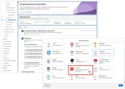ZoomInfo for Prospecting Center for Salesforce — screenshot